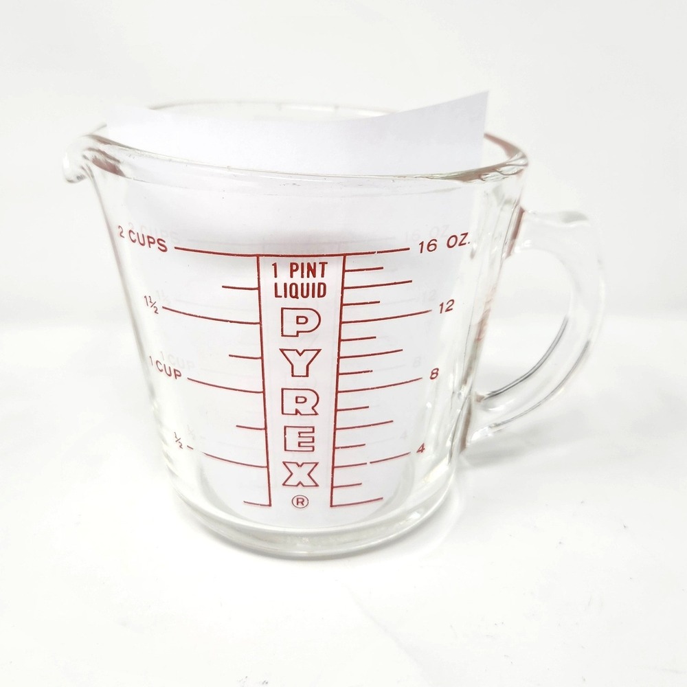 Vintage PYREX 2 Cup Measuring Cup Red Hollow Lettering